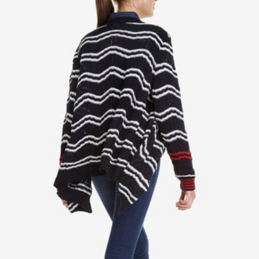 NEW! Desigual Cashel Navy Open Front Waterfall Cardigan Size S NWOT - Picture 5 of 14